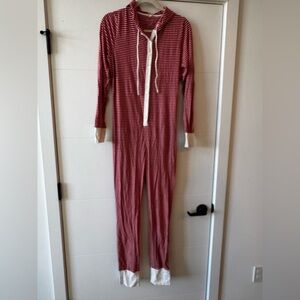 J. Crew Red and White Striped Hoodie Pajamas